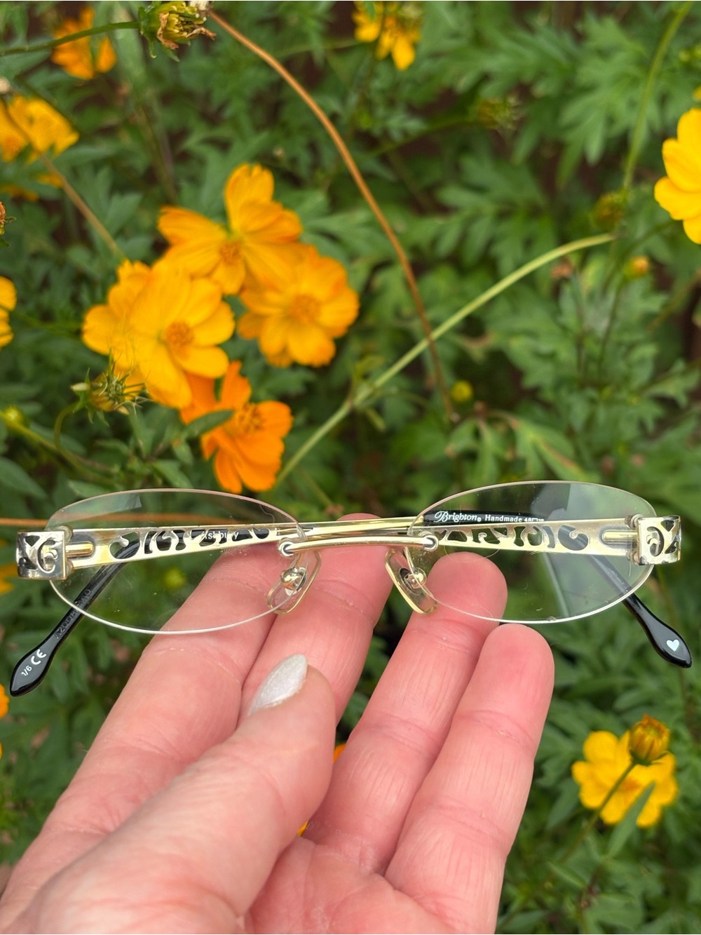 Brighton Handmade Reading Glasses Gold Silver Tone Rimless Ashbury Drill Readers
